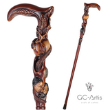 Adam & Eve Carved Wood Cane: Unique Wood Handcarved Artisan Detail Hand Carved Artisan - Tophatter Daily Deals