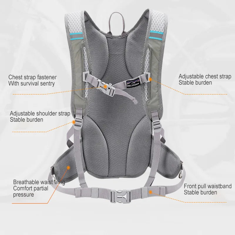 12L Waterproof Mountaineering Backpack Grey Backpacks - Tophatter Daily Deals