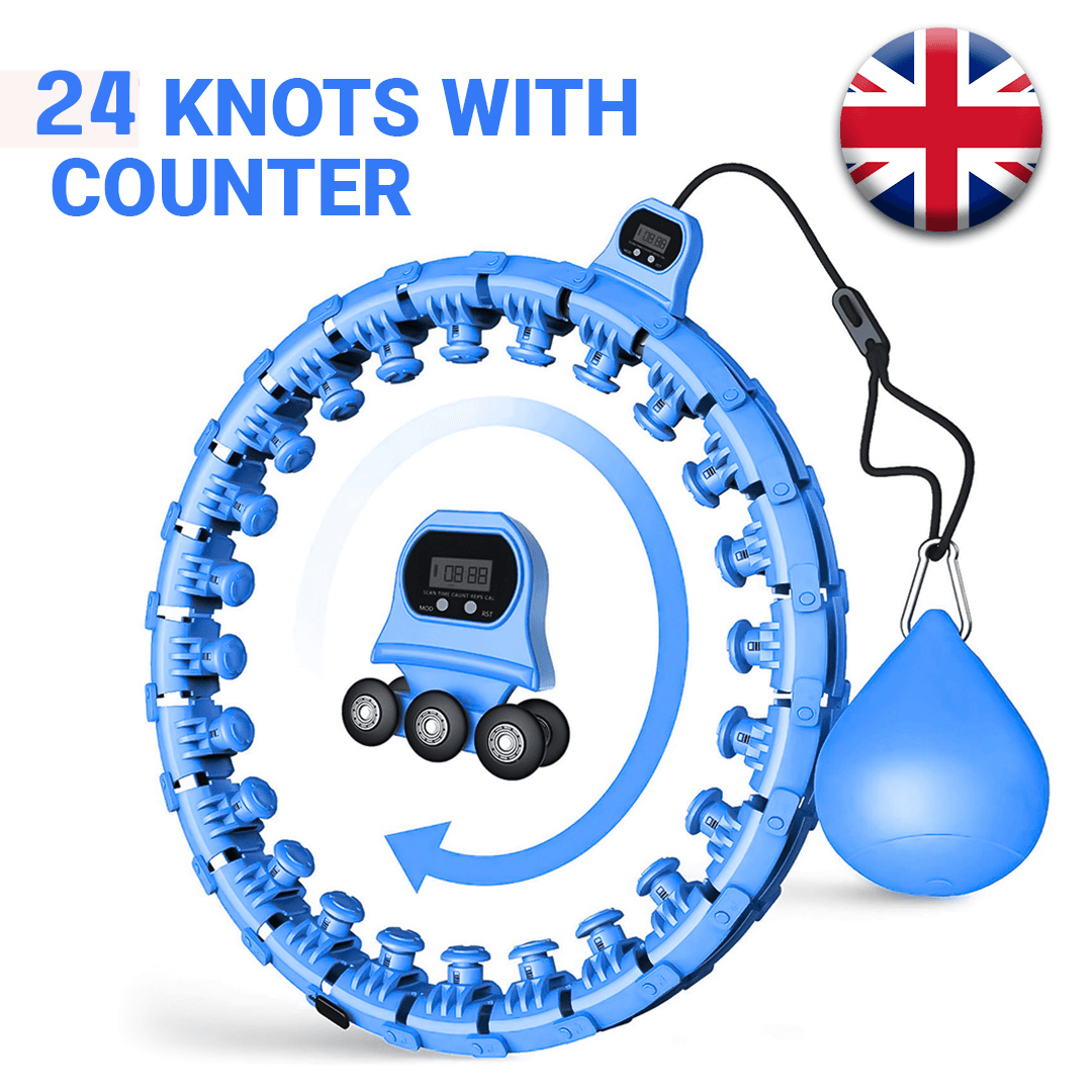 MASKURA Smart Weighted Hula Hoop With Counter 24 knots - Weight Loss Hula Hoop, Smart Fitness, Adjustable Ring Size With Counter Suitable For Adult Blue Exercise & Fitness - Tophatter Daily Deals