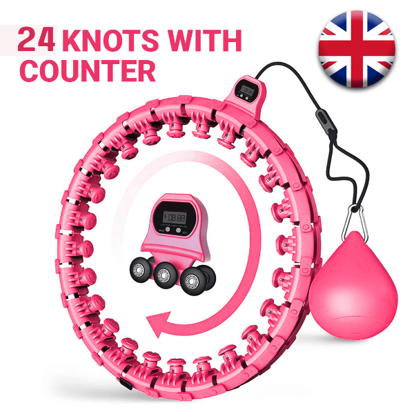 MASKURA Smart Weighted Hula Hoop With Counter 24 knots - Weight Loss Hula Hoop, Smart Fitness, Adjustable Ring Size With Counter Suitable For Adult Pink Exercise & Fitness - Tophatter Daily Deals