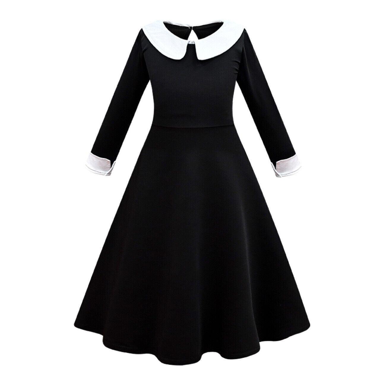 Wednesday Addams Costume - Addams Family Costume Outfit Girls Kids Party Fancy Dress Bag Festive & Franchise - Tophatter Daily Deals