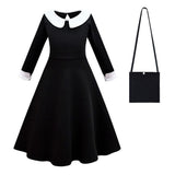 Wednesday Addams Costume - Addams Family Costume Outfit Girls Kids Party Fancy Dress Bag Black Dress + Bag Set Festive & Franchise - Tophatter Daily Deals