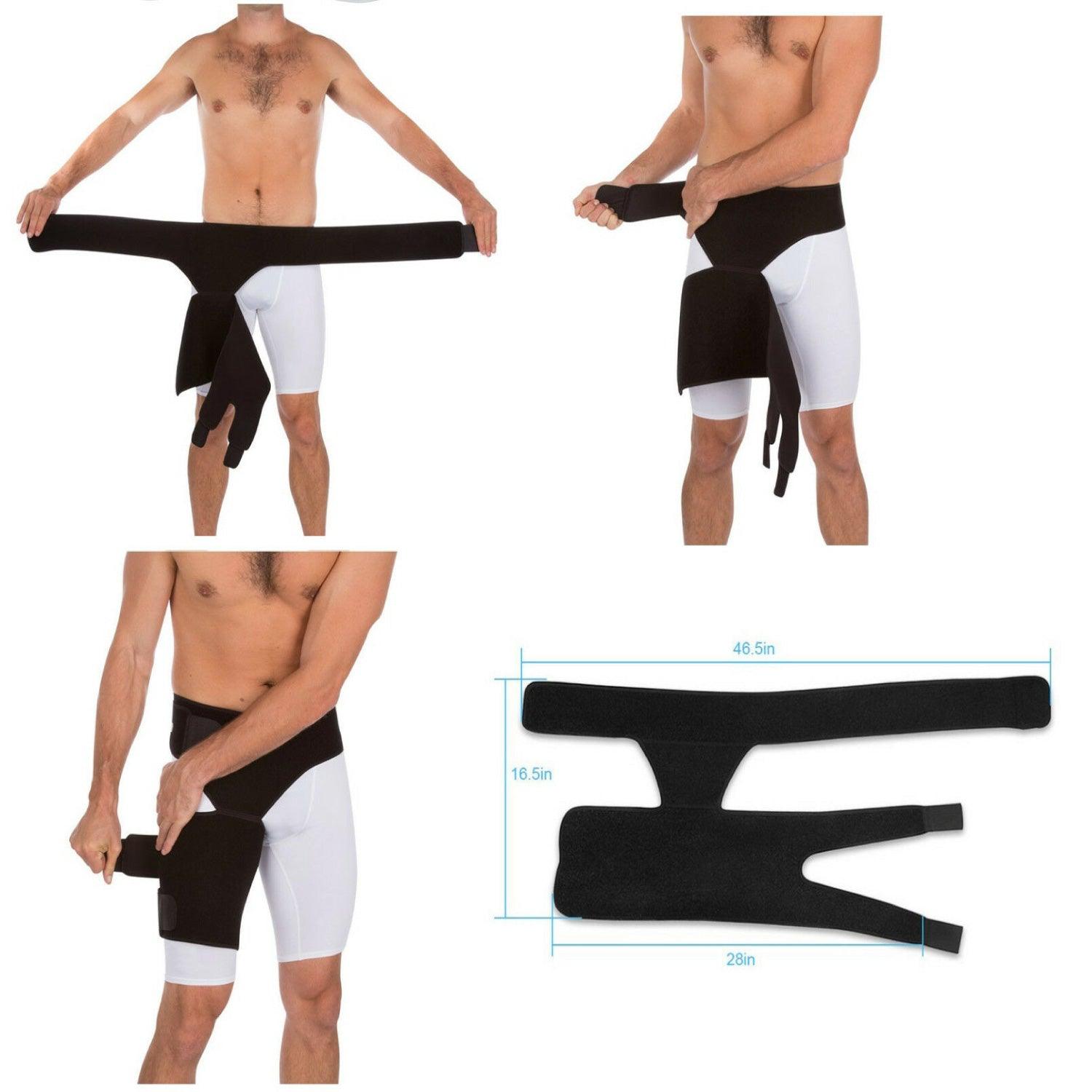 Adjustable Support for Hip - Groin Support Bandage, Adjustable Compression Wrap For Hip, Groin, Hamstring, Thigh, And Sciatic Nerve Pain Relief Exercise & Fitness - Tophatter Daily Deals