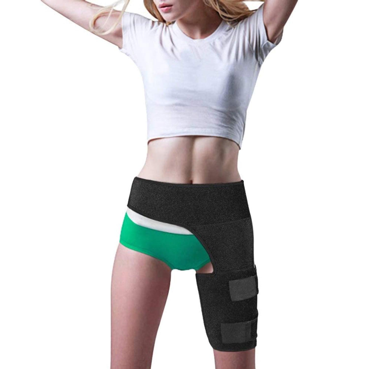 Adjustable Support for Hip - Groin Support Bandage, Adjustable Compression Wrap For Hip, Groin, Hamstring, Thigh, And Sciatic Nerve Pain Relief Exercise & Fitness - Tophatter Daily Deals
