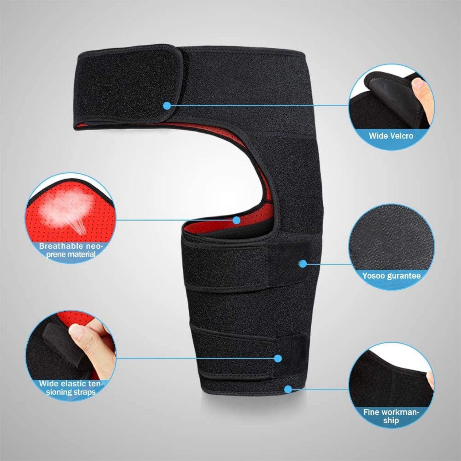 Adjustable Support for Hip - Groin Support Bandage, Adjustable Compression Wrap For Hip, Groin, Hamstring, Thigh, And Sciatic Nerve Pain Relief Exercise & Fitness - Tophatter Daily Deals