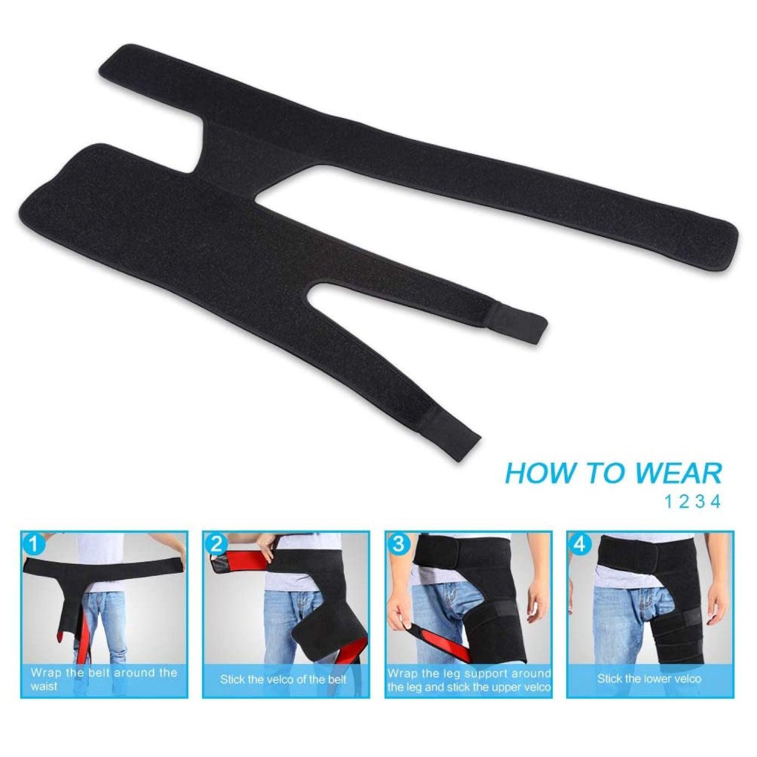 Adjustable Support for Hip - Groin Support Bandage, Adjustable Compression Wrap For Hip, Groin, Hamstring, Thigh, And Sciatic Nerve Pain Relief Exercise & Fitness - Tophatter Daily Deals