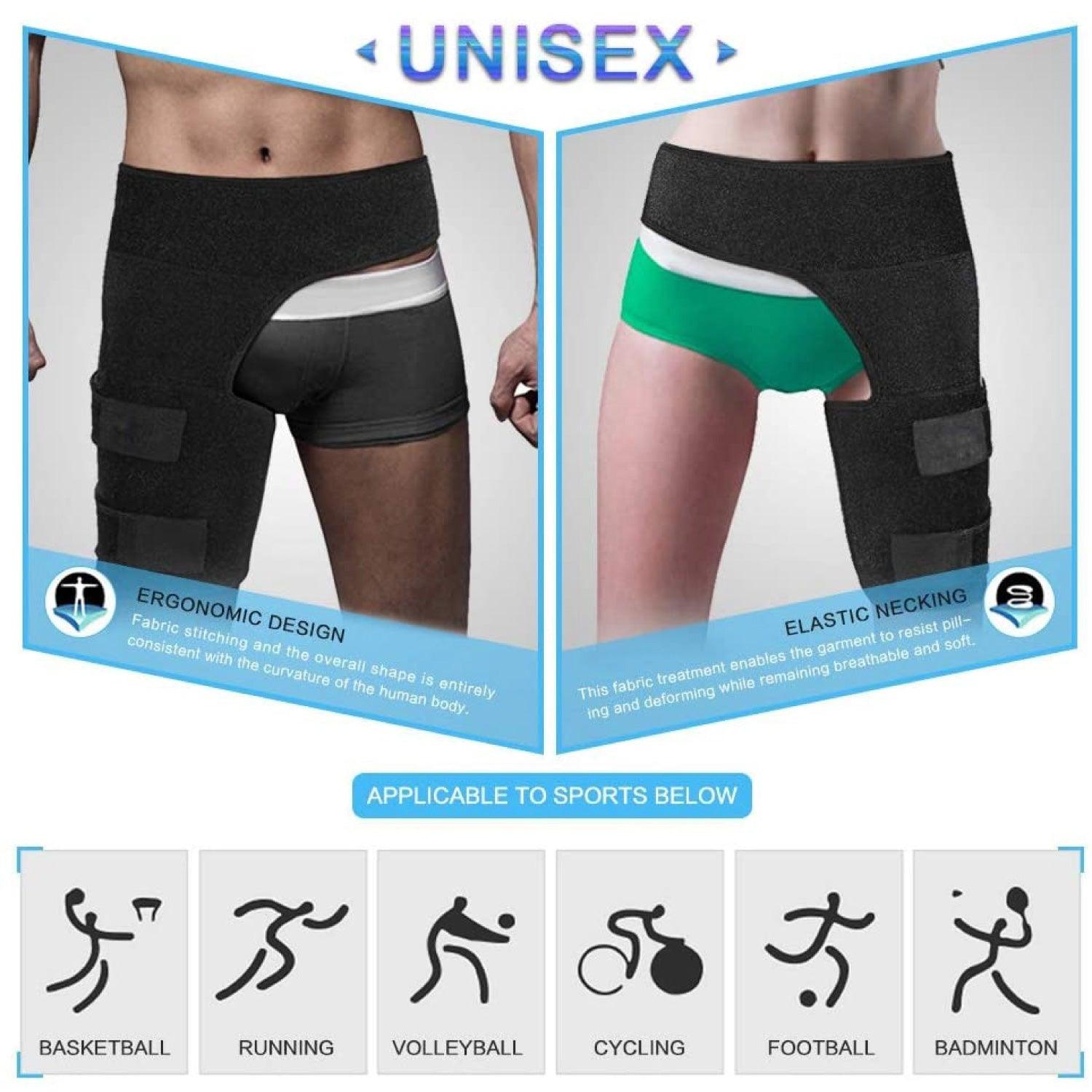 Adjustable Support for Hip - Groin Support Bandage, Adjustable Compression Wrap For Hip, Groin, Hamstring, Thigh, And Sciatic Nerve Pain Relief Exercise & Fitness - Tophatter Daily Deals