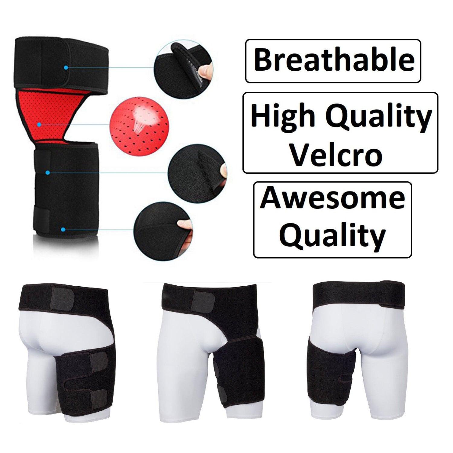 Adjustable Support for Hip - Groin Support Bandage, Adjustable Compression Wrap For Hip, Groin, Hamstring, Thigh, And Sciatic Nerve Pain Relief Exercise & Fitness - Tophatter Daily Deals