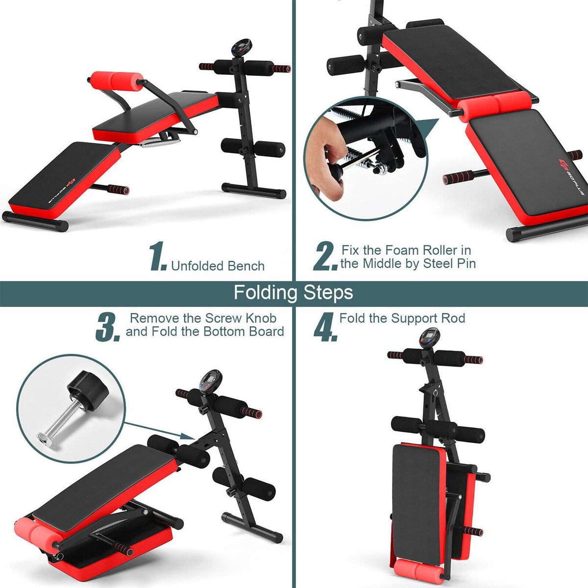 Exercise Sit Up Bench- Multi-Funtional Weight Bench for Ab Fitness | UK Exercise & Fitness - Tophatter Daily Deals