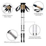 Adjustable Hiking Pole - Telescopic Walking Poles Set 3-Section Anti Shock Trekking Stick trekking - Tophatter Daily Deals