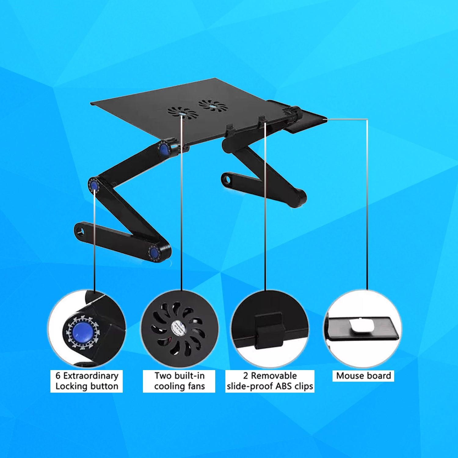 Laptop Stands Portable - Folding Laptop Desk Table Bed Adjustable Portable Stand Tray Furniture With Fan Accessories - Tophatter Daily Deals