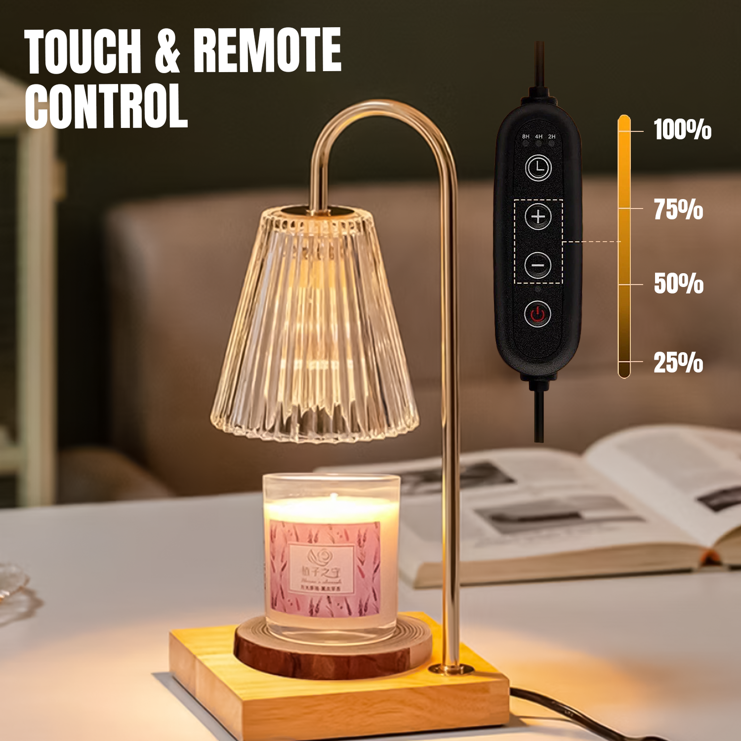 Candle Warmer Lamp – Height Adjustable Dimmable Lamp with Remote & Timer Candle Lamps - Tophatter Daily Deals
