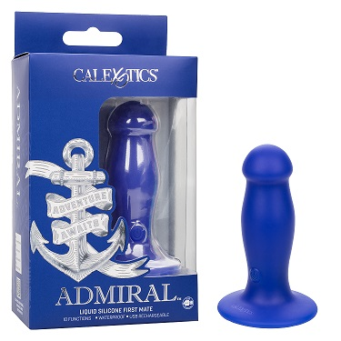 Admiral Liquid Silicone First Mate Blue Firm and Flexible Vibrating Probe with Suction Cup Base > Anal Range > Anal Probes - Tophatter Daily Deals