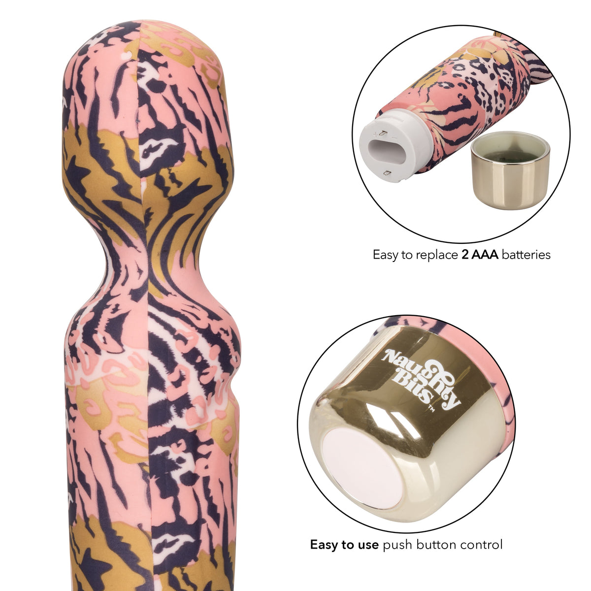 Naughty Bits WTF Wand to Fuck Pink and Gold Flexible Silicone Personal Massager - Waterproof > Sex Toys > Mini Massagers - Tophatter Daily Deals