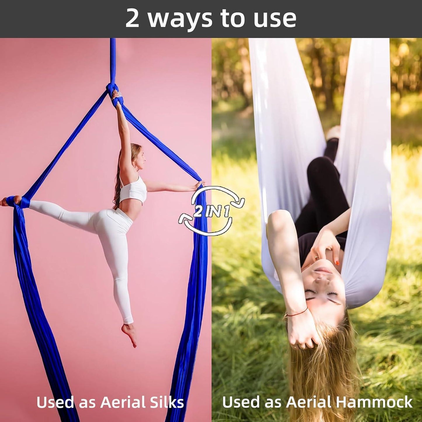 Aerial Yoga Hammock - Silks Yoga Swing Set 11 Yards Long Aerial Flying Kit Yoga Product - Tophatter Daily Deals