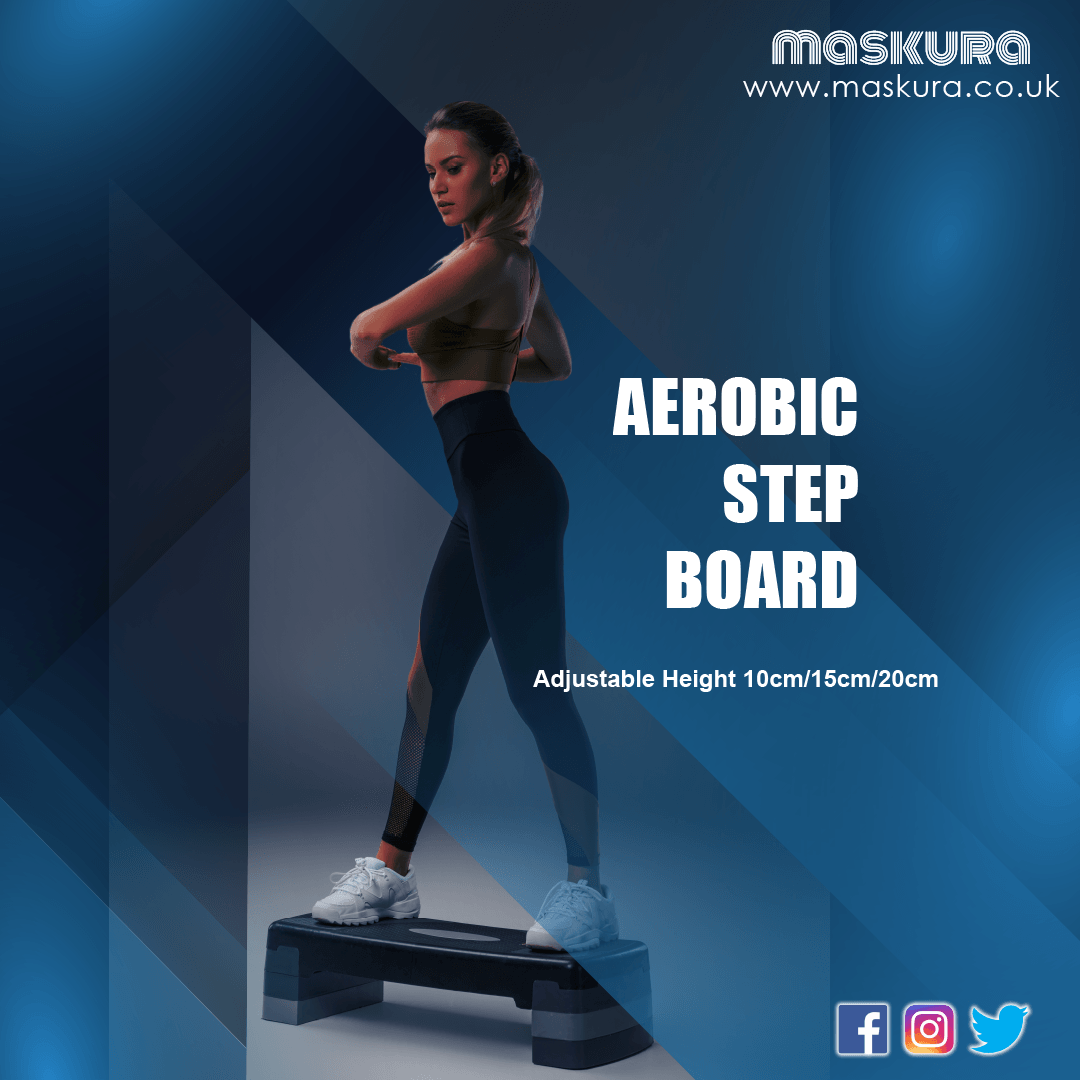 Aerobic Exercise Step - Height Adjustable Aerobic Step, Steppers for Exercise 3 Levels, Aerobic Step Board, Adjustable Height 10cm/15cm/20cm, for Home & Office Exercise & Fitness - Tophatter Daily Deals