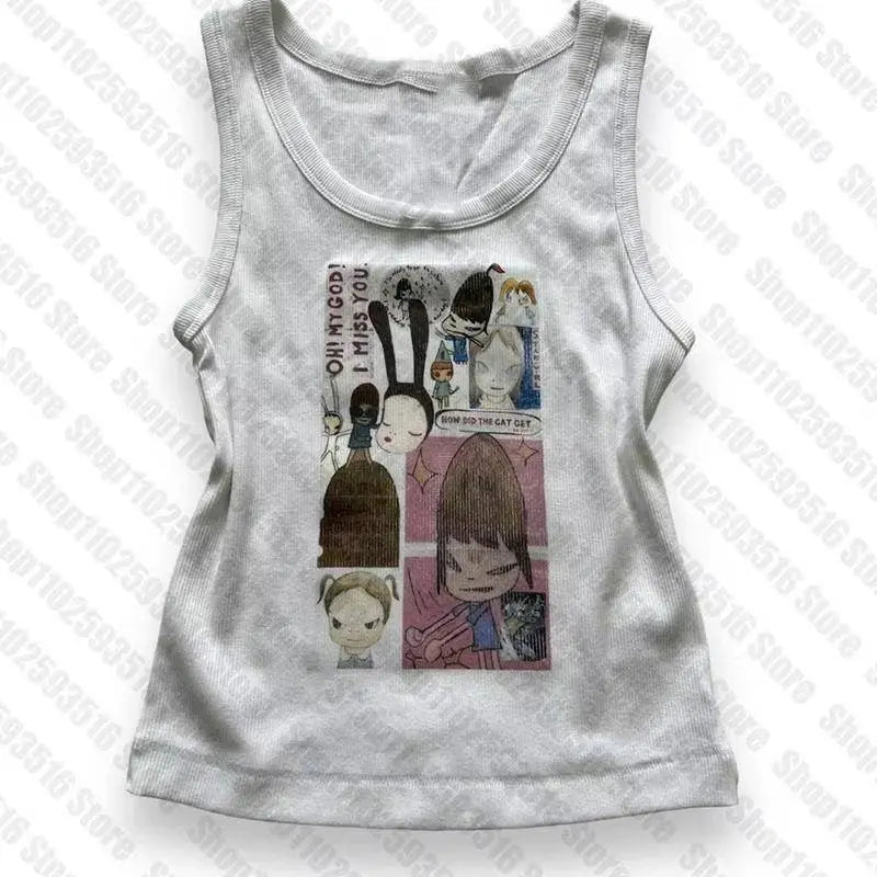 Aesthetic Letter Tank Top Y2K Harajuku Streetwear - Tophatter Daily Deals