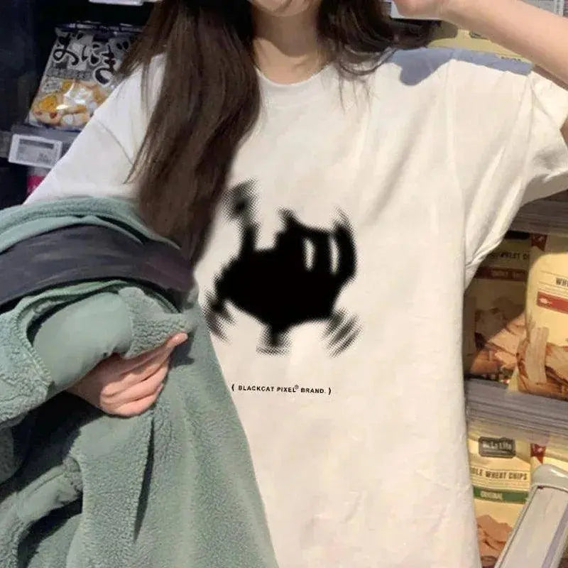 Aesthetic Short Sleeve T-Shirts Basic Streetwear - Tophatter Daily Deals