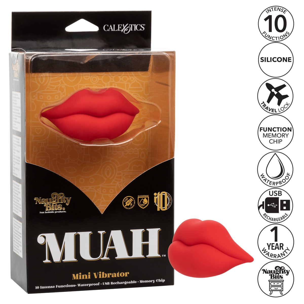 Naughty Bits MUAH Mini Red Lip-Shaped Silicone Vibrator 3.25 Inches Waterproof > Vibrators > Standard Vibrators - Tophatter Daily Deals