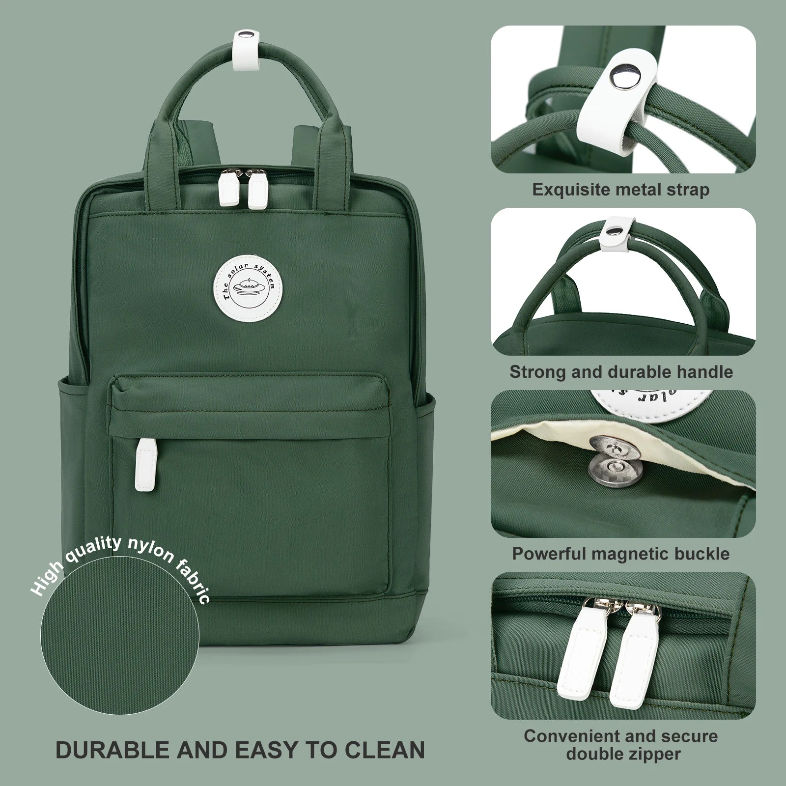 School Nylon Backpack for Teens and Women (Olive) Luggage & Bags > Backpacks - Tophatter Daily Deals