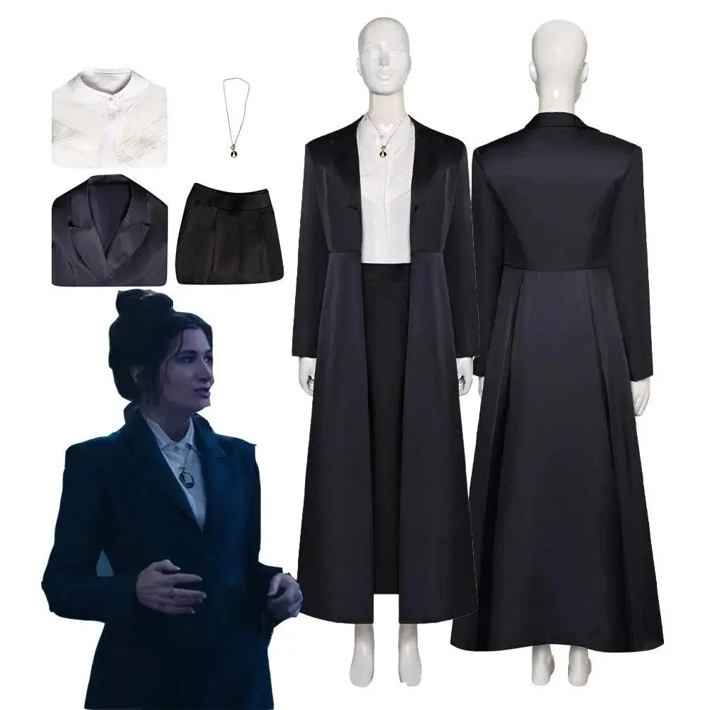 Agatha Harkness Inspired Black Trench Coat Suit Cosplay Costume halloween - Tophatter Daily Deals