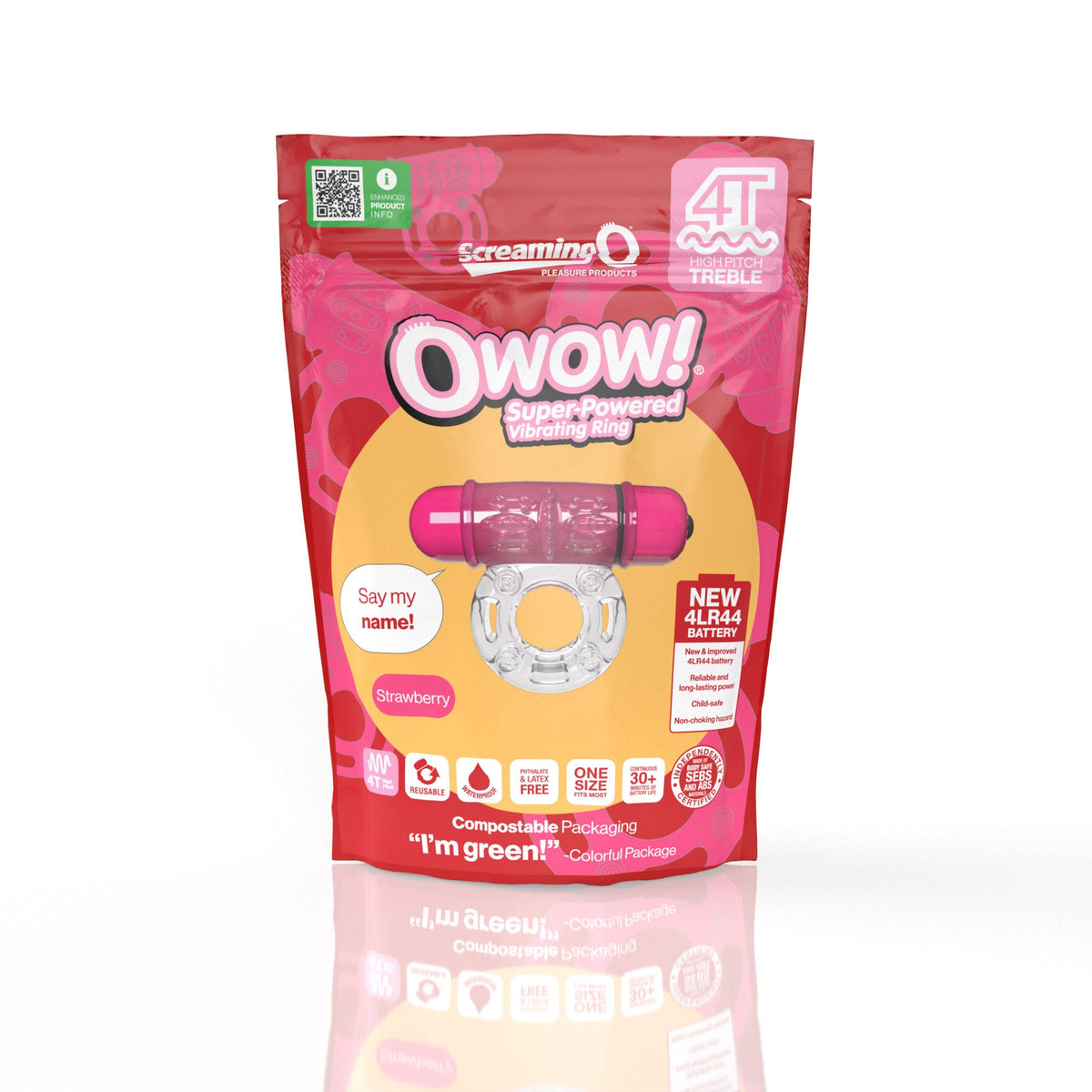 Screaming O 4T OWow Super Powered Vibrating Ring Strawberry Color Body Safe Waterproof > Cock Ring > Vibrating - Tophatter Daily Deals