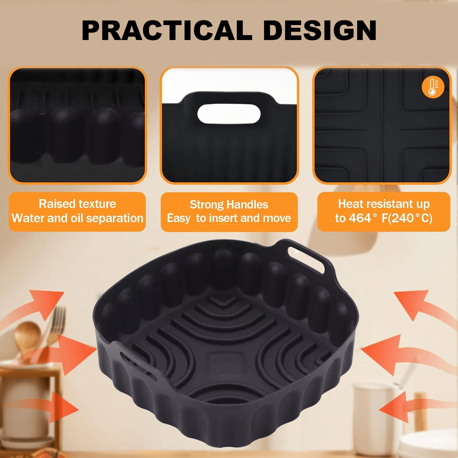 Silicone Air Fryer Liner- 1/2PCS Air Fryer Silicone Liners Kitchen Accessories Replacement Apparel & Accessories - Tophatter Daily Deals
