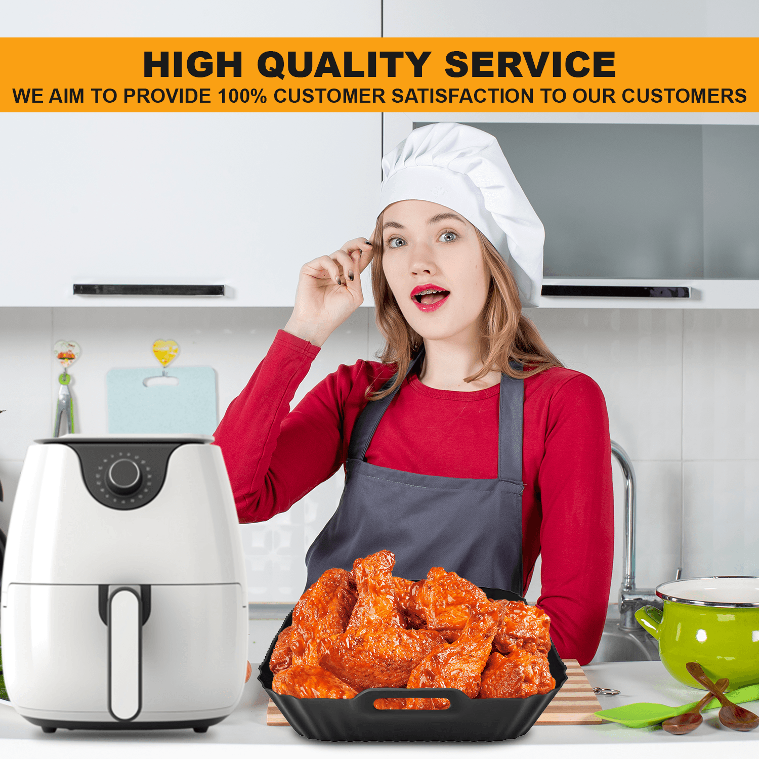 Silicone Air Fryer Liner- 1/2PCS Air Fryer Silicone Liners Kitchen Accessories Replacement Apparel & Accessories - Tophatter Daily Deals