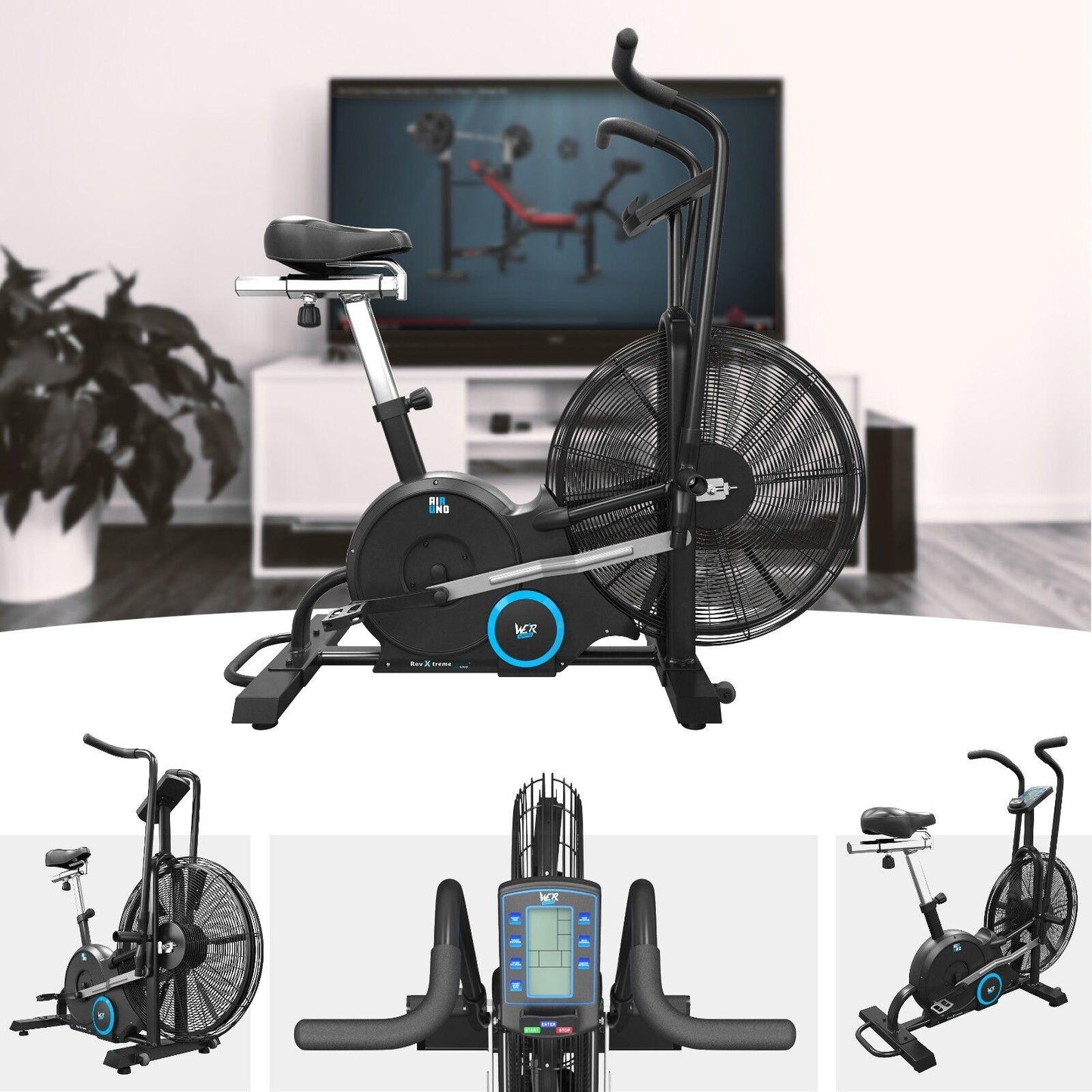 Air Bikes UK - Air Exercise Bike Cardio Machine Fitness Exercise & Fitness - Tophatter Daily Deals