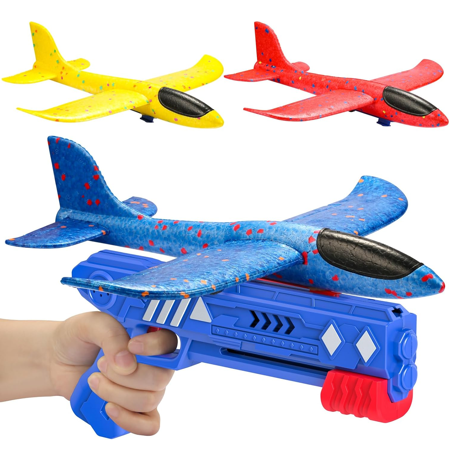 Airplane Launcher Toy – Kids 2 Flight Mode Airplane EPP Foam Gliders Fly Toy Catapult Launcher Gun Set Airplane Launcher Toy - Tophatter Daily Deals