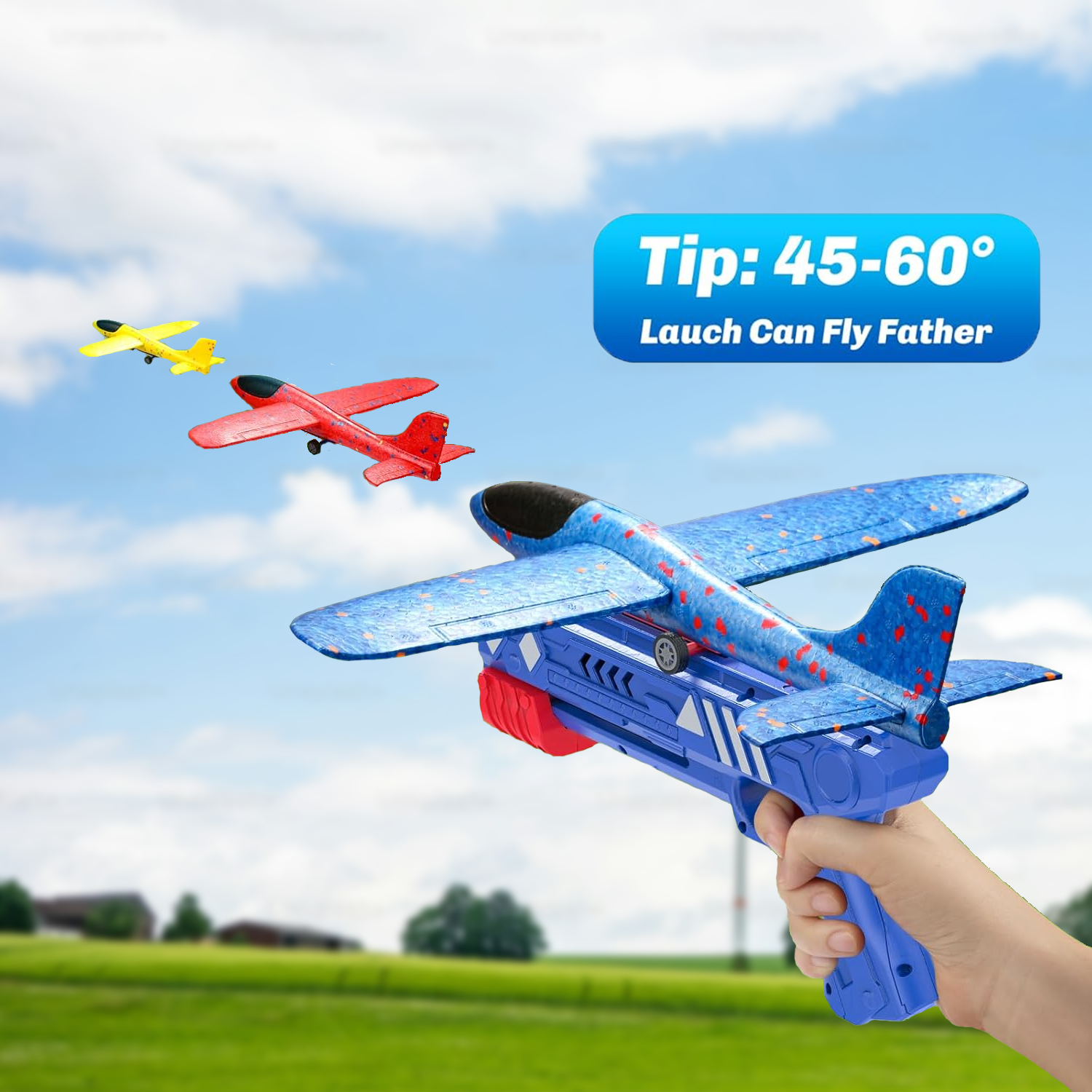 Airplane Launcher Toy – Kids 2 Flight Mode Airplane EPP Foam Gliders Fly Toy Catapult Launcher Gun Set Airplane Launcher Toy - Tophatter Daily Deals