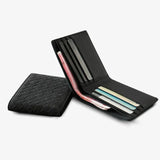 Alcantara Feel Woven BiFold Wallet Luxury Gift Idea Black - Tophatter Daily Deals