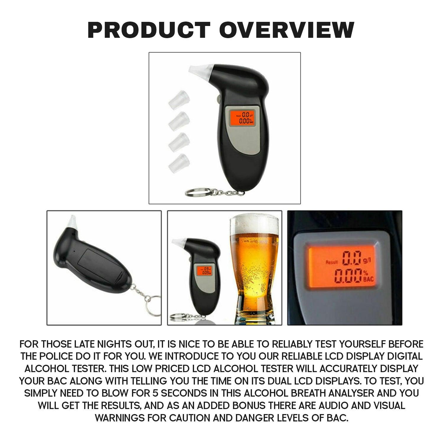 Alcohol Breath Tester - Professional LCD Digital Breath-Alcohol Tester Breathalyser Police UK Health & Beauty - Tophatter Daily Deals