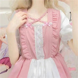 Alice In Wondeland Cute Women Lolita OP Dress Flouncing Lace Trim Japanese Harajuku Long Sleeves Doll Teen Dress Fairy Vestidos - Tophatter Daily Deals