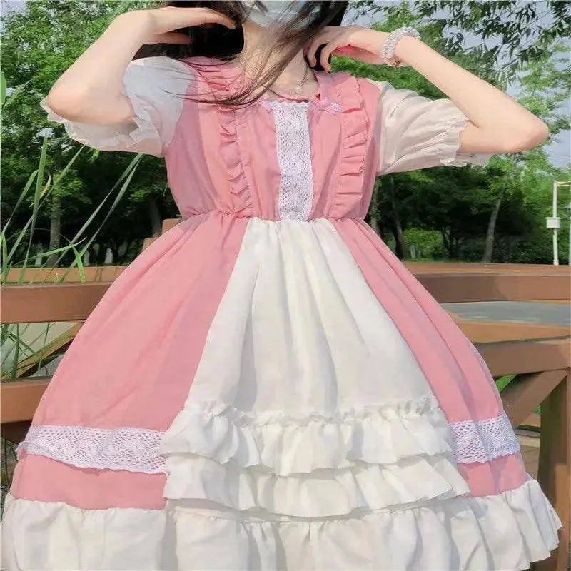 Alice In Wondeland Cute Women Lolita OP Dress Flouncing Lace Trim Japanese Harajuku Long Sleeves Doll Teen Dress Fairy Vestidos - Tophatter Daily Deals