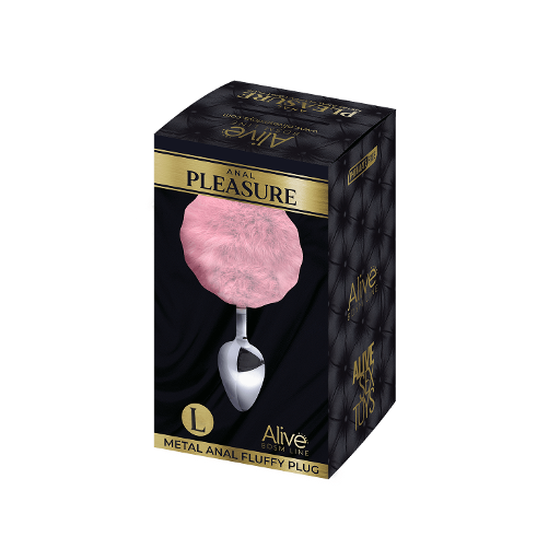 Alive Metal Fluffy Plug Pink Large > Anal Range > Tail Butt Plugs - Tophatter Daily Deals