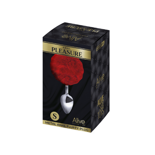Alive Metal Fluffy Plug Red Small > Anal Range > Tail Butt Plugs - Tophatter Daily Deals