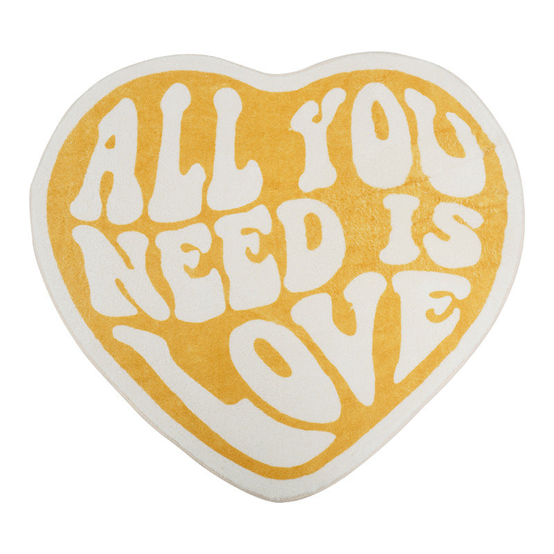 All You Need is Love Heart Rug Yellow Rugs - Tophatter Daily Deals