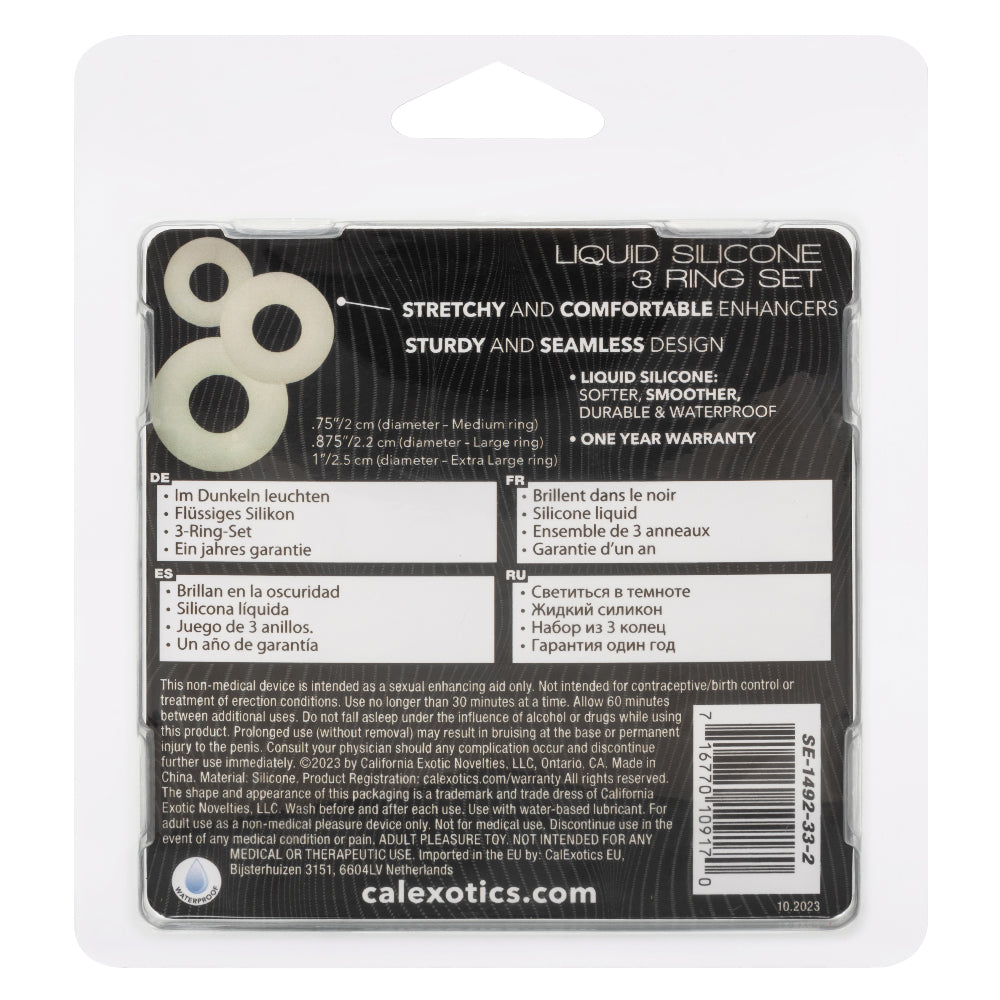 Alpha Glow-In-The-Dark Liquid Silicone 3 Ring Set in White with Multiple Sizes > Cock Ring > Sets - Tophatter Daily Deals