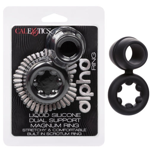 Alpha Liquid Silicone Dual Magnum Ring Black Stretchy Comfortable Size > Cock Ring > Sling - Tophatter Daily Deals