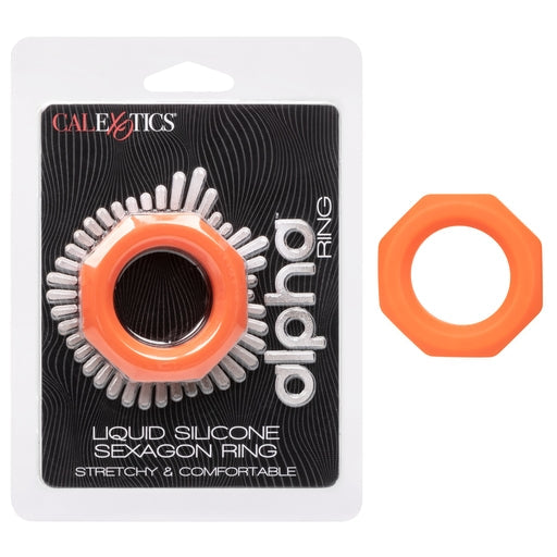 Alpha Liquid Silicone Sexagon Ring Orange Stretchy Comfortable Enhancer > Cock Ring > Single - Tophatter Daily Deals