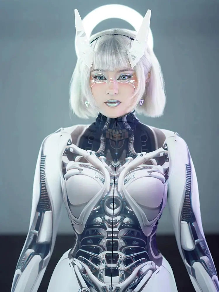 AltGoth Cyberpunk Cosplay Bodycon Jumpsuit Women Streetwear Y2k Mall Gothic 3D Printed Long Sleeve Playsuits Emo Anime Clothes - Tophatter Daily Deals