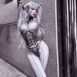 AltGoth Cyberpunk Cosplay Bodycon Jumpsuit Women Streetwear Y2k Mall Gothic 3D Printed Long Sleeve Playsuits Emo Anime Clothes - Tophatter Daily Deals