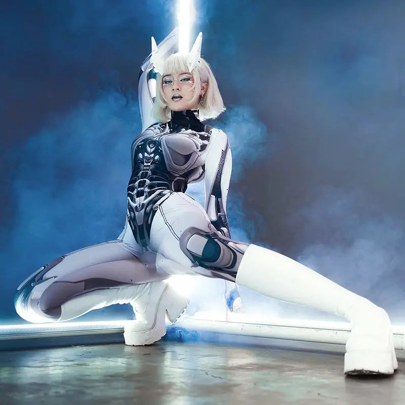 AltGoth Cyberpunk Cosplay Bodycon Jumpsuit Women Streetwear Y2k Mall Gothic 3D Printed Long Sleeve Playsuits Emo Anime Clothes - Tophatter Daily Deals