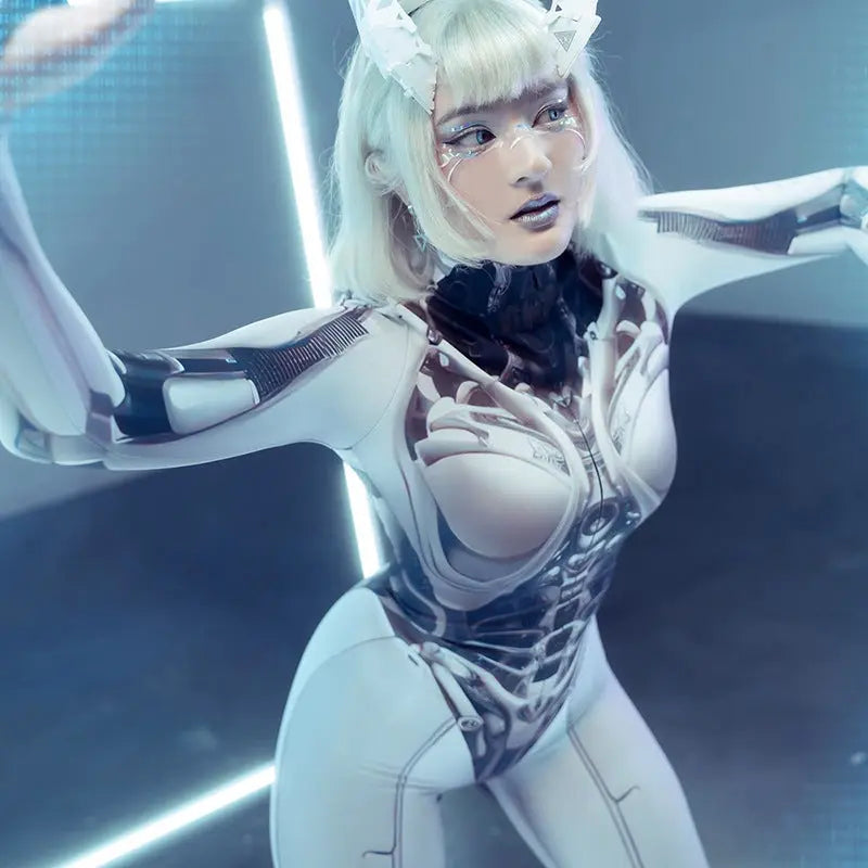 AltGoth Cyberpunk Cosplay Bodycon Jumpsuit Women Streetwear Y2k Mall Gothic 3D Printed Long Sleeve Playsuits Emo Anime Clothes - Tophatter Daily Deals
