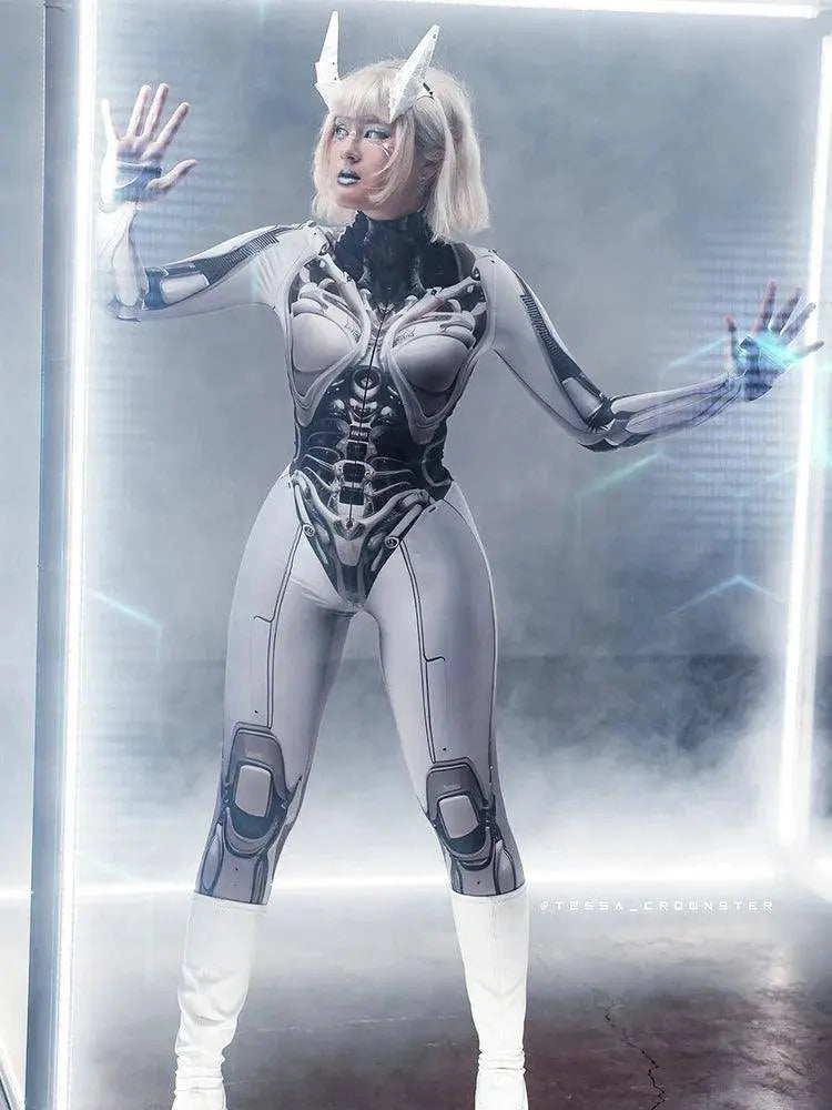 AltGoth Cyberpunk Cosplay Bodycon Jumpsuit Women Streetwear Y2k Mall Gothic 3D Printed Long Sleeve Playsuits Emo Anime Clothes - Tophatter Daily Deals