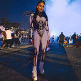 AltGoth Cyberpunk Cosplay Bodycon Jumpsuit Women Streetwear Y2k Mall Gothic 3D Printed Long Sleeve Playsuits Emo Anime Clothes - Tophatter Daily Deals