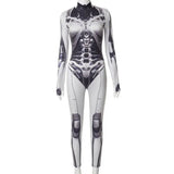 AltGoth Cyberpunk Cosplay Bodycon Jumpsuit Women Streetwear Y2k Mall Gothic 3D Printed Long Sleeve Playsuits Emo Anime Clothes - Tophatter Daily Deals