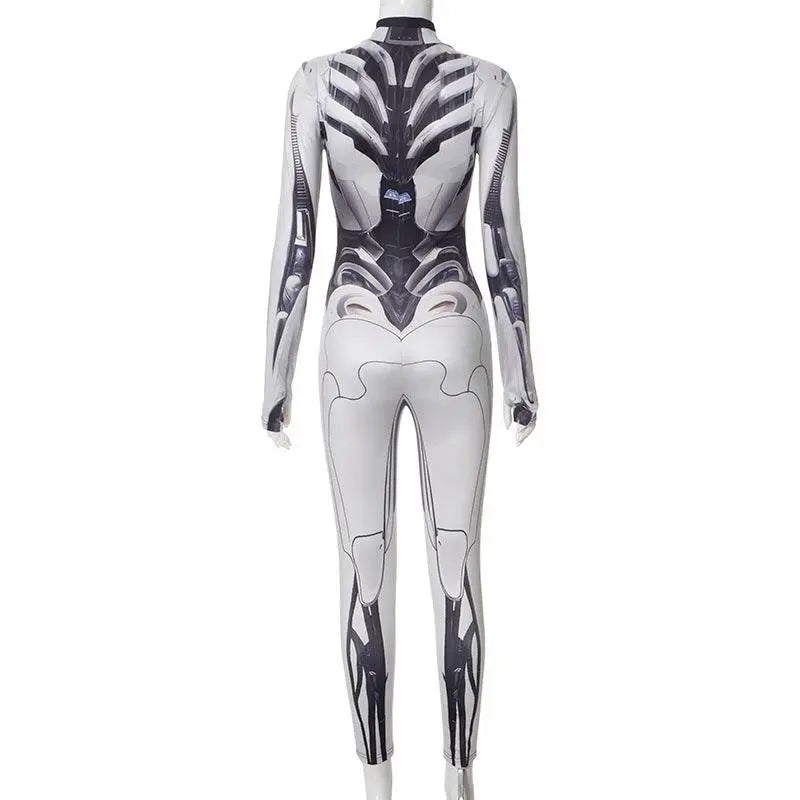 AltGoth Cyberpunk Cosplay Bodycon Jumpsuit Women Streetwear Y2k Mall Gothic 3D Printed Long Sleeve Playsuits Emo Anime Clothes - Tophatter Daily Deals