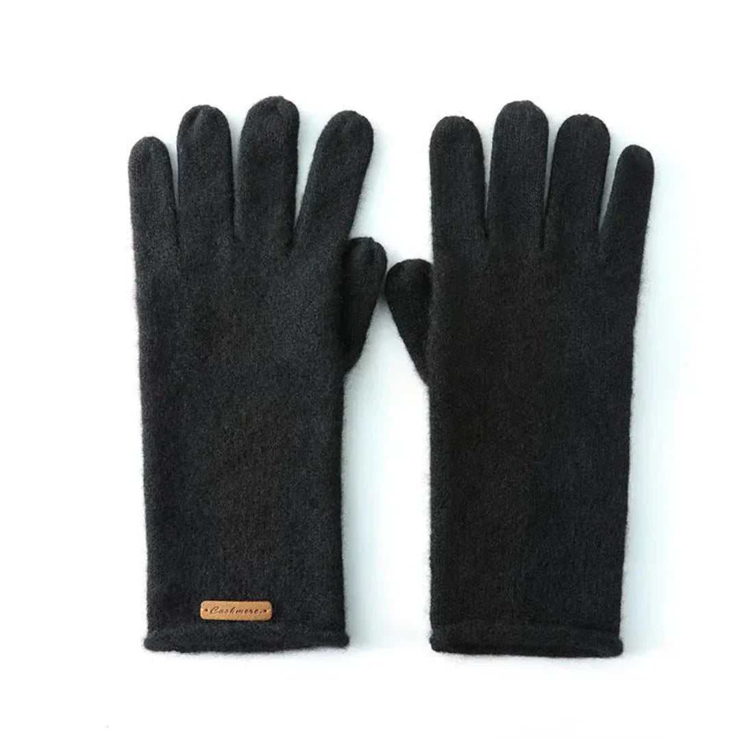 Lightweight Cozy Women's Cashmere Gloves - Slim Cuff, Winter Black - Tophatter Daily Deals